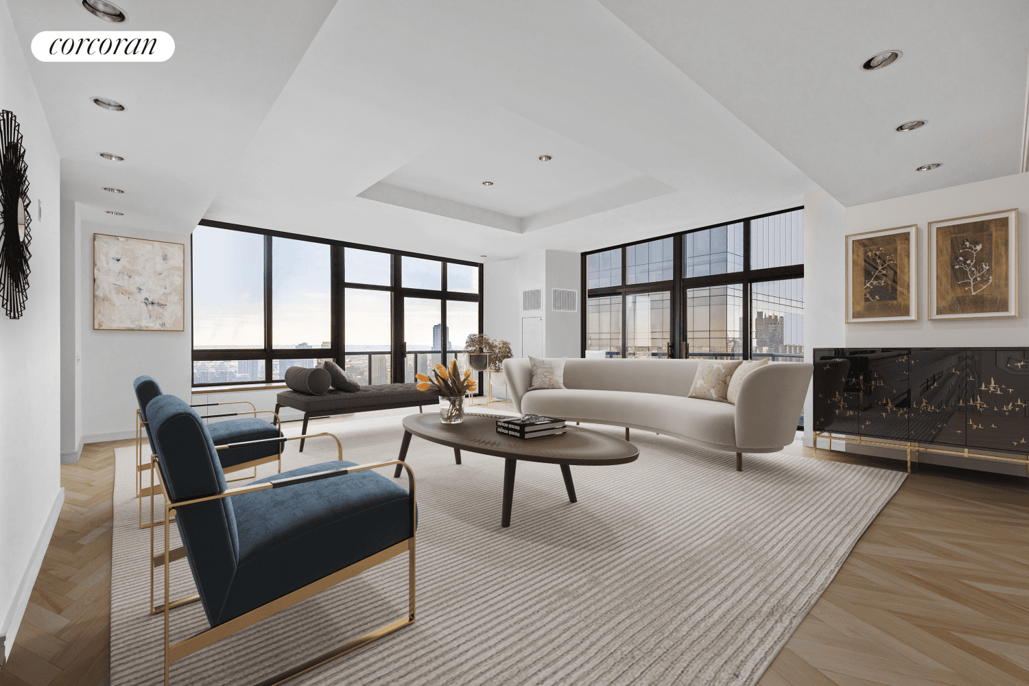 Bask in breathtaking city and river views from every room in apartment 43AB, a 3 bedroom, 3.