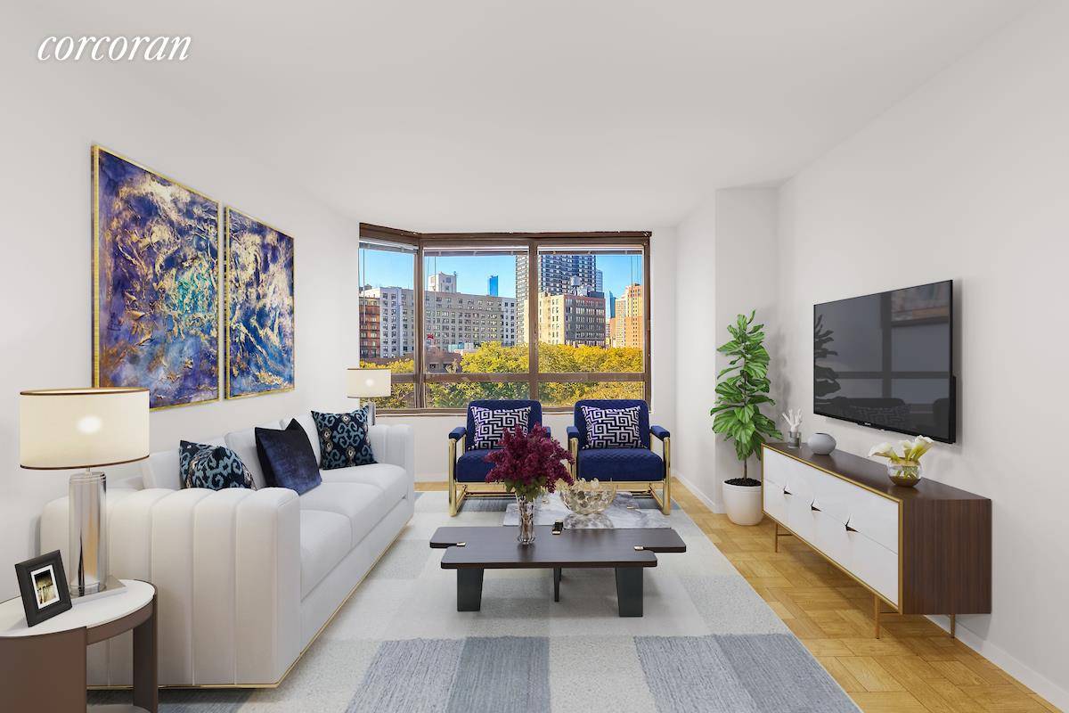 Apartment 8K is a Spacious Sun filled and loads of light split 2 bedroom 2 full bathroom apartment with open and unobstructed views of south and west, the Park and ...