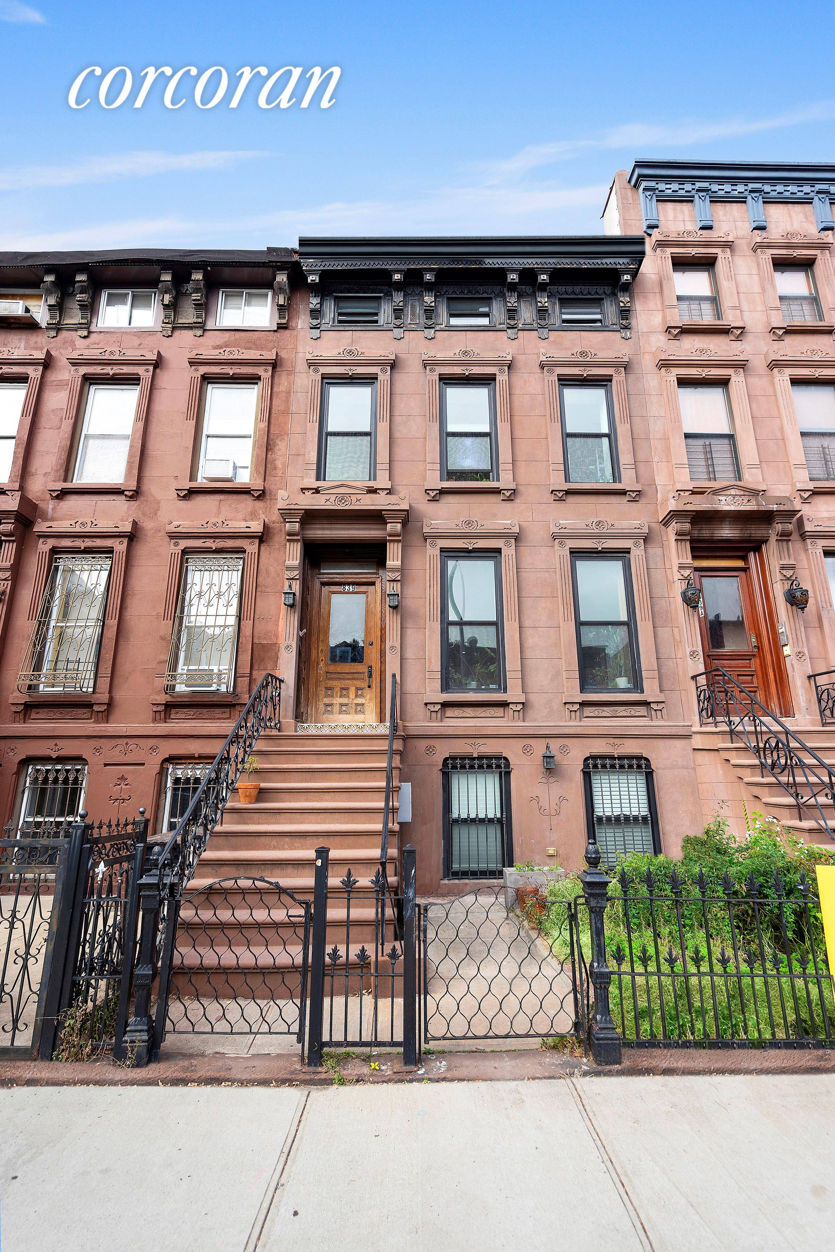Earn income while living in your own gut renovated and restored 20' wide 3 Family historic BROWNSTONE in Stuyvesant Heights BED STUY, Brooklyn including a 2700 SF 3BR, 3.