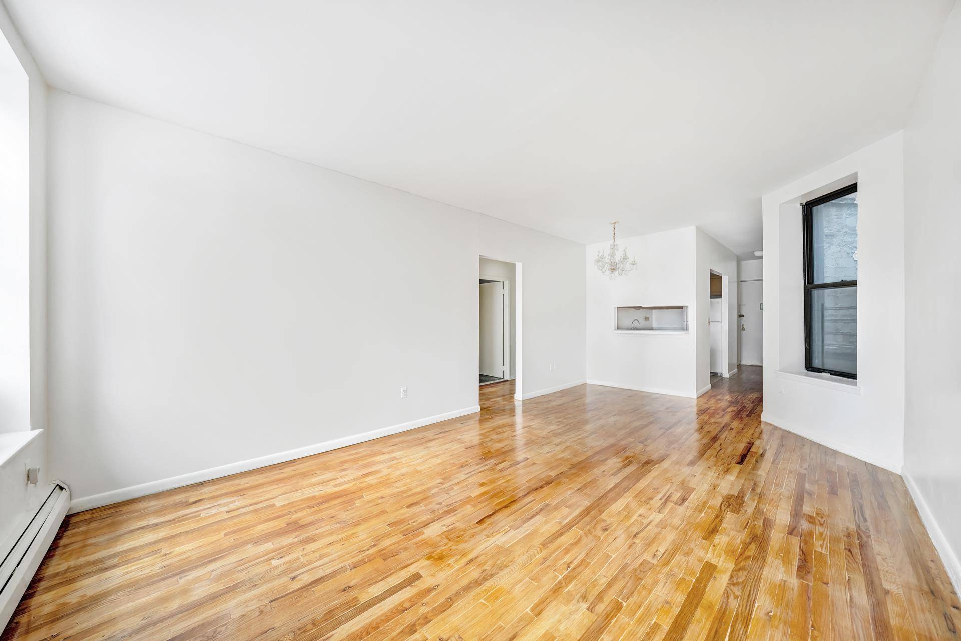 Facing East toward the National Landmarked Strivers Row Townhouses, this 2 bedroom apartment gets great morning light and has rooms of generous proportions.