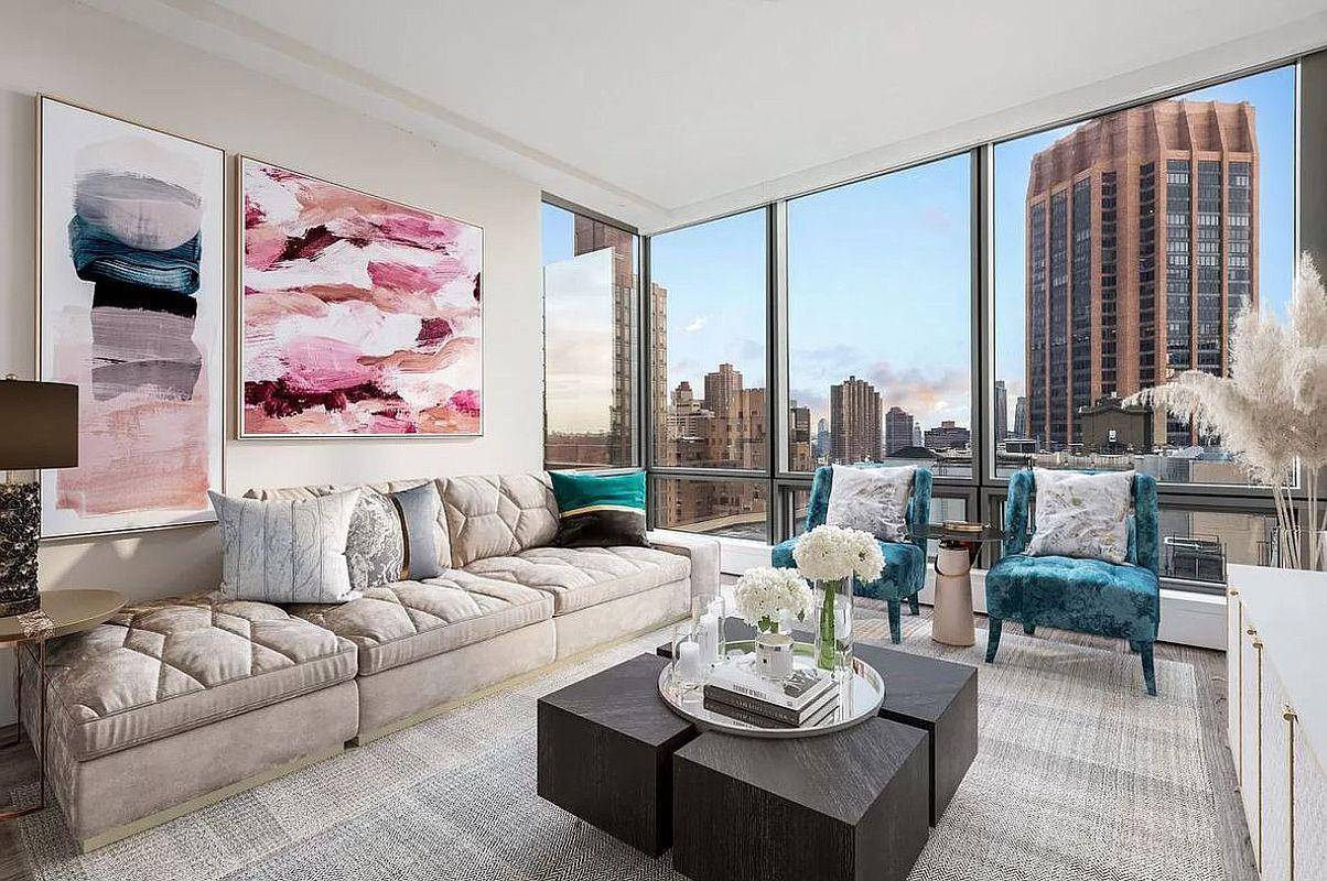Open house by appointment daily 11 B offers Living Room views East and North over the city skyline and the Chrysler Building with warm and direct light throughout the day.