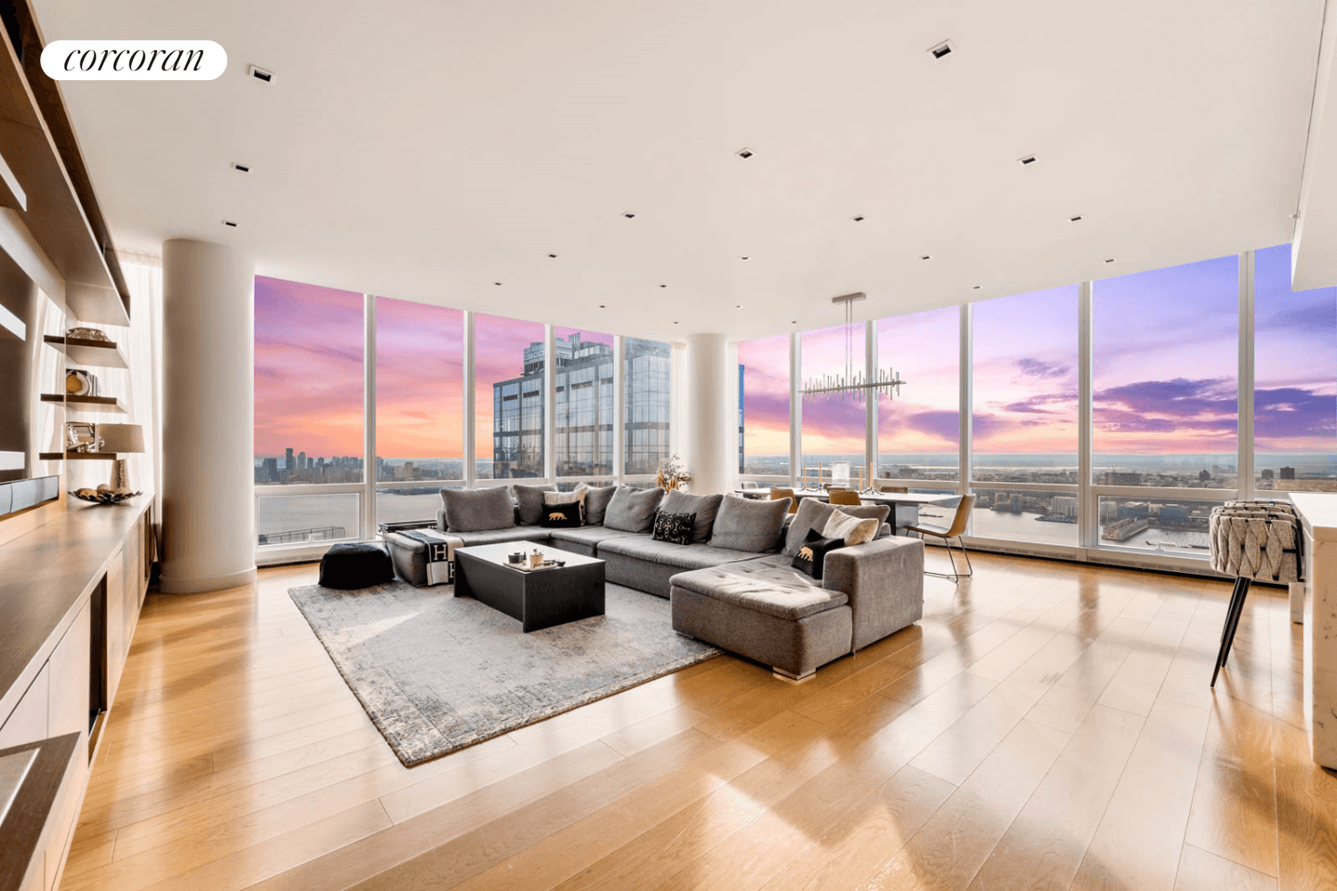 Masterfully designed trophy 2 bedroom, 2314sqft residence with 11 foot ceilings, sweeping Hudson River and jetliner downtown views.