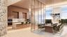 High ceilings, stone wall accents, large glass with stunning views, fireplace, wideboard flooring