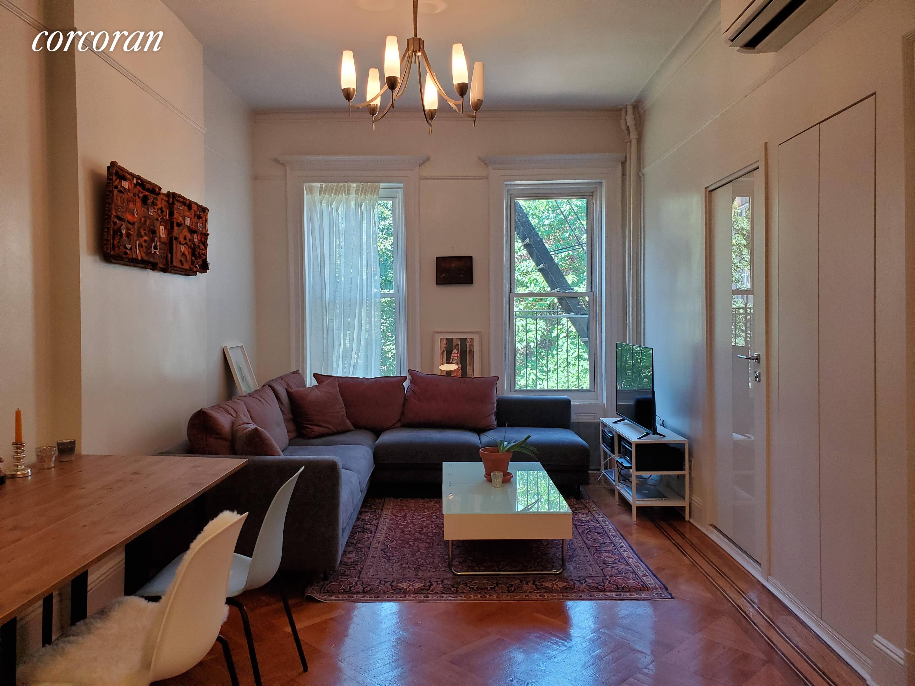 Stunning sun filled immaculate one bedroom, 1 bathroom Crown Heights barrel front, limestone townhouse is the perfect place to call home.