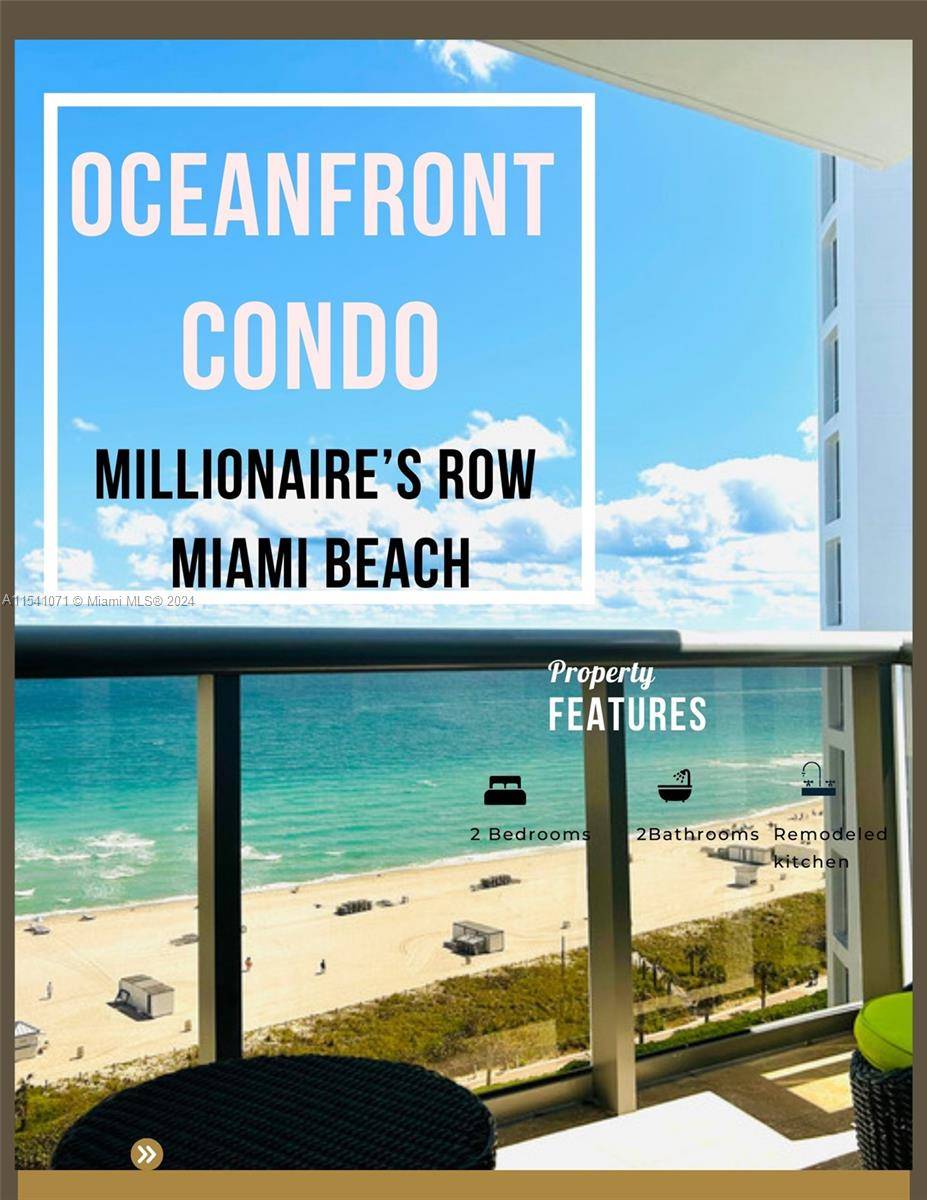 OCEANFRONT condo in desirable Millionaire s Row, Miami Beach.