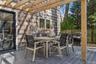 Deck with outdoor dining area and grilling area