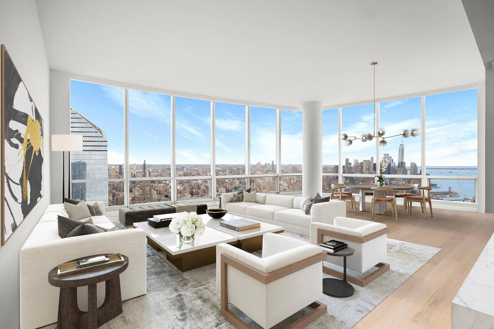 High floor corner three bedroom, 2, 353 square foot home in New York City's newest neighborhood, Hudson Yards.