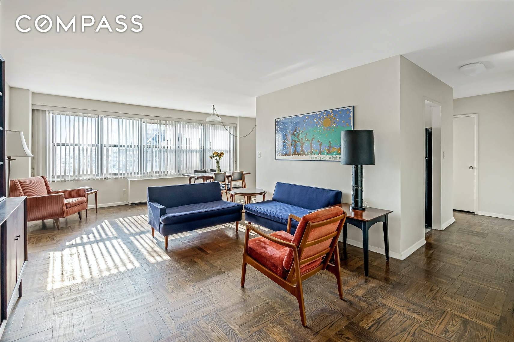 Oversized Corner 2BR, 2BA with Views Perched on the 15th floor, this expansive two bedroom, two bath home with a separate windowed dining alcove rarely becomes available.