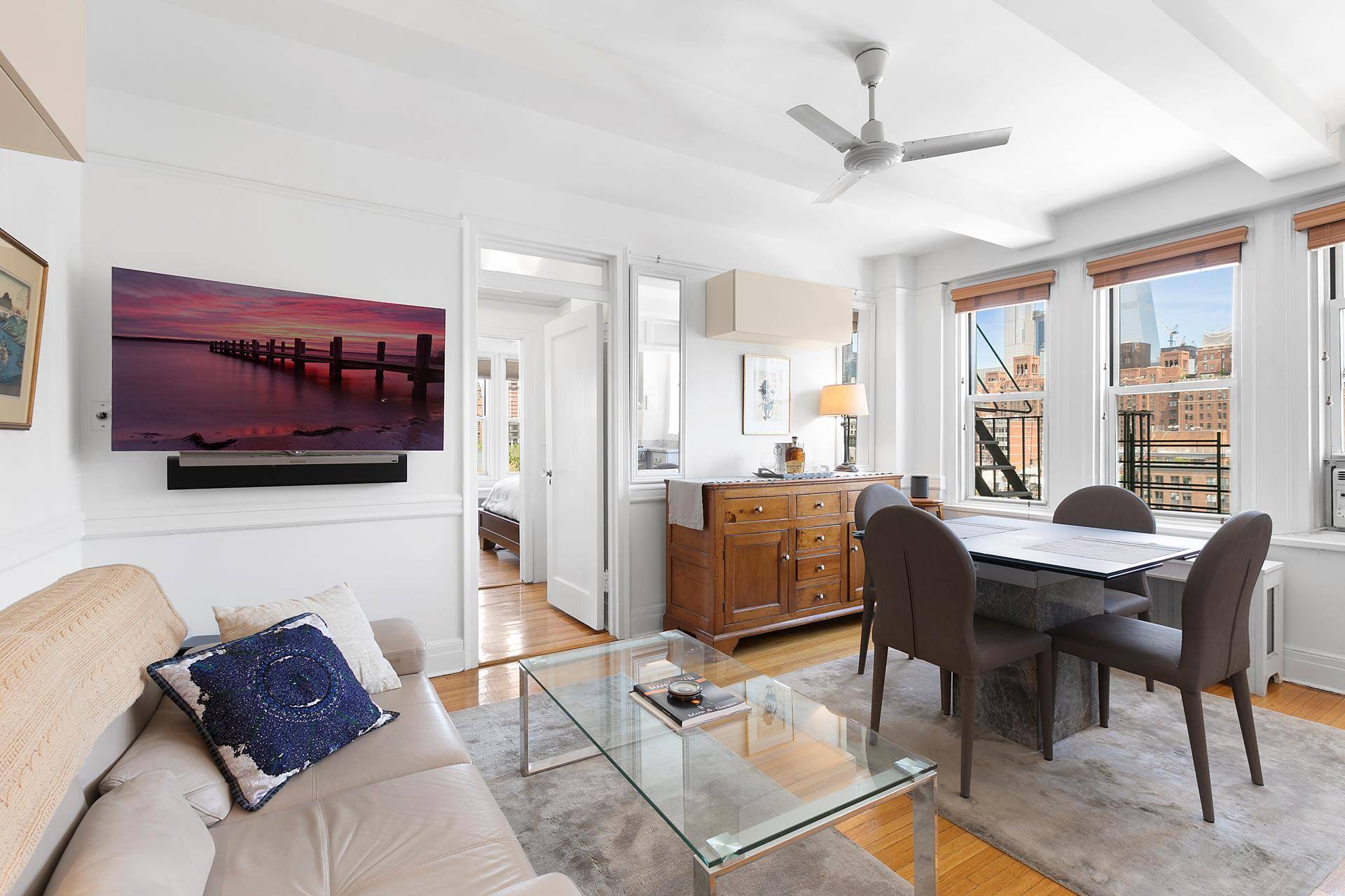 High above landmarked Chelsea is this perfect prewar two bedroom home, newly renovated, with open views and wonderful light.