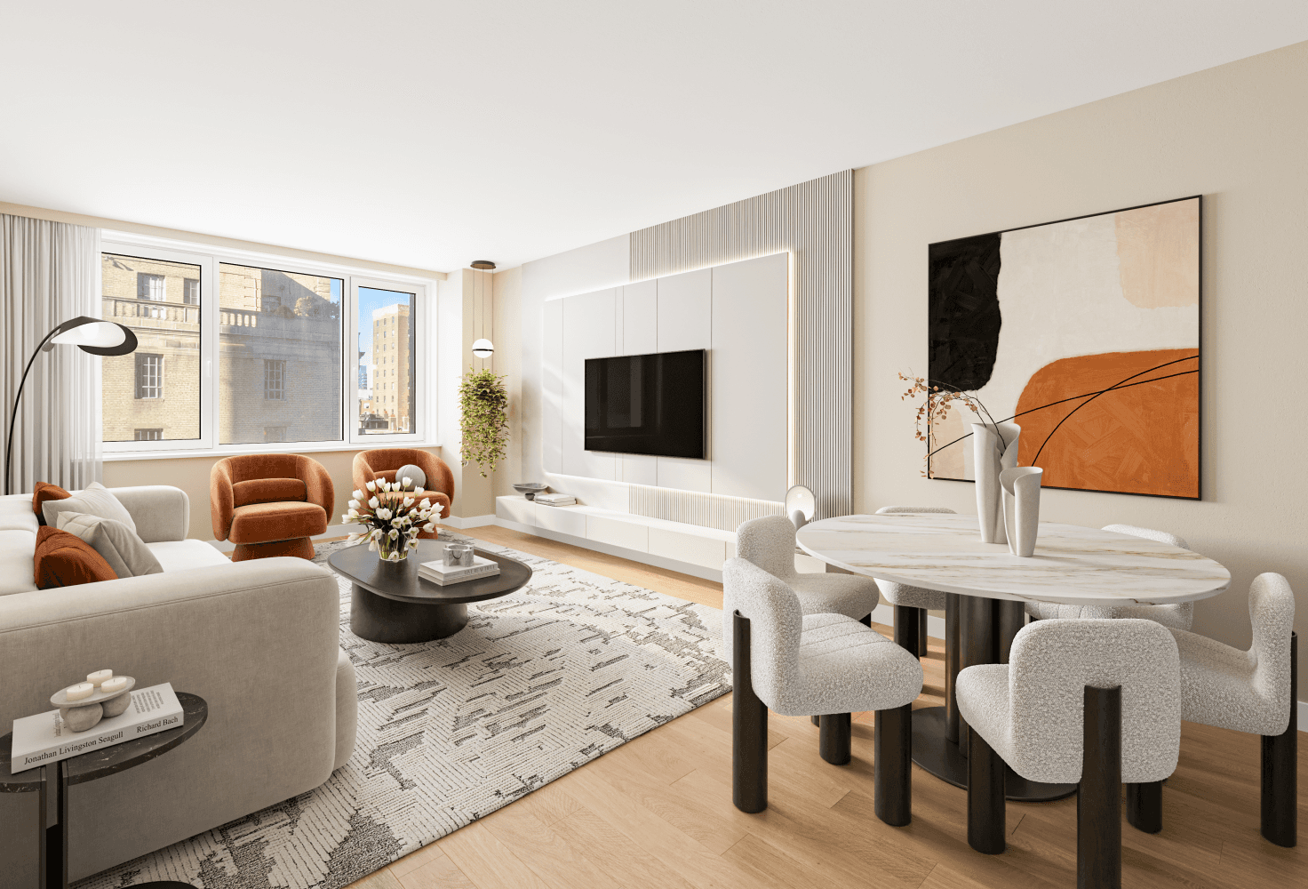 Indulge in breathtaking sunsets and stunning Hudson River views from this elegant 2 bedroom, 2 bathroom apartment at the Sheffield Condominium, one of Billionaires Row's prestigious amenity packed condominiums.