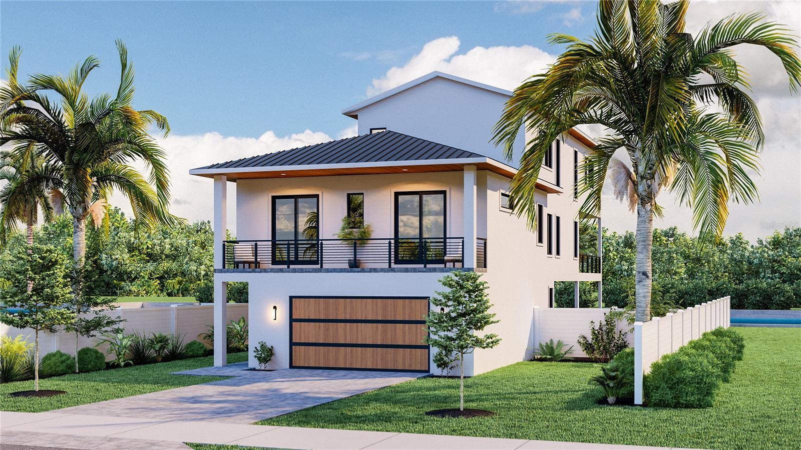Front Exterior Rendering | 190 Mockingbird Ln, Englewood, FL 34223