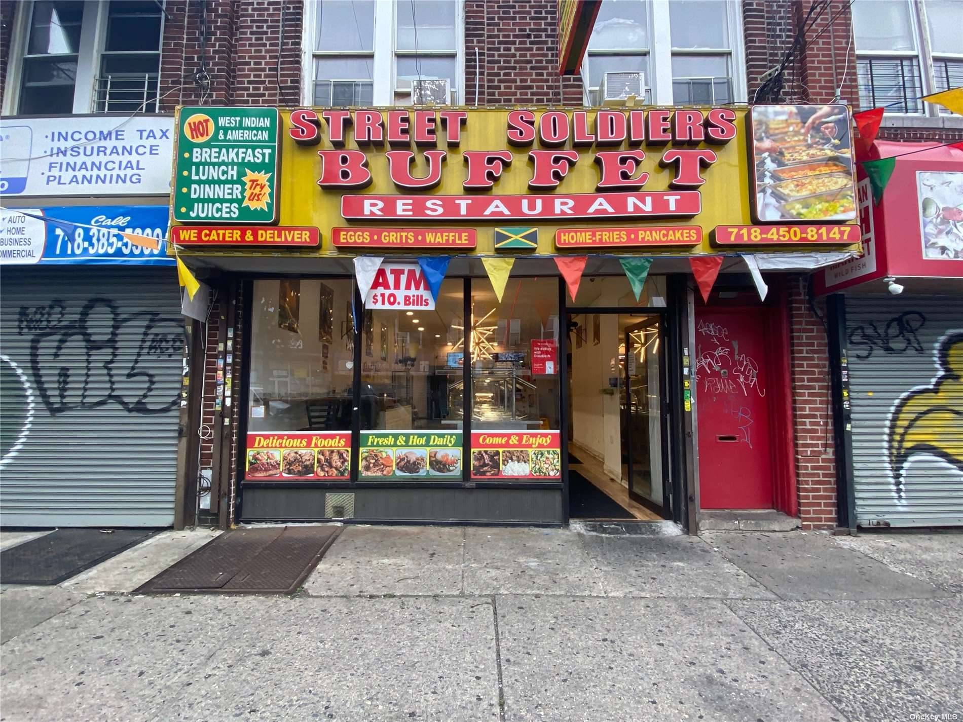 Fully renovated mix use in the prime neighborhood of East Flatbush, current set us as Buffet restaurant on the first floor.