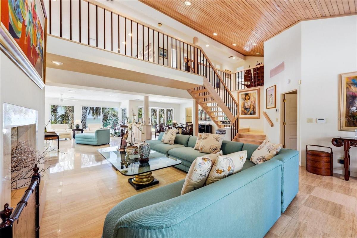 Spectacular travertine flooring compliments main living areas