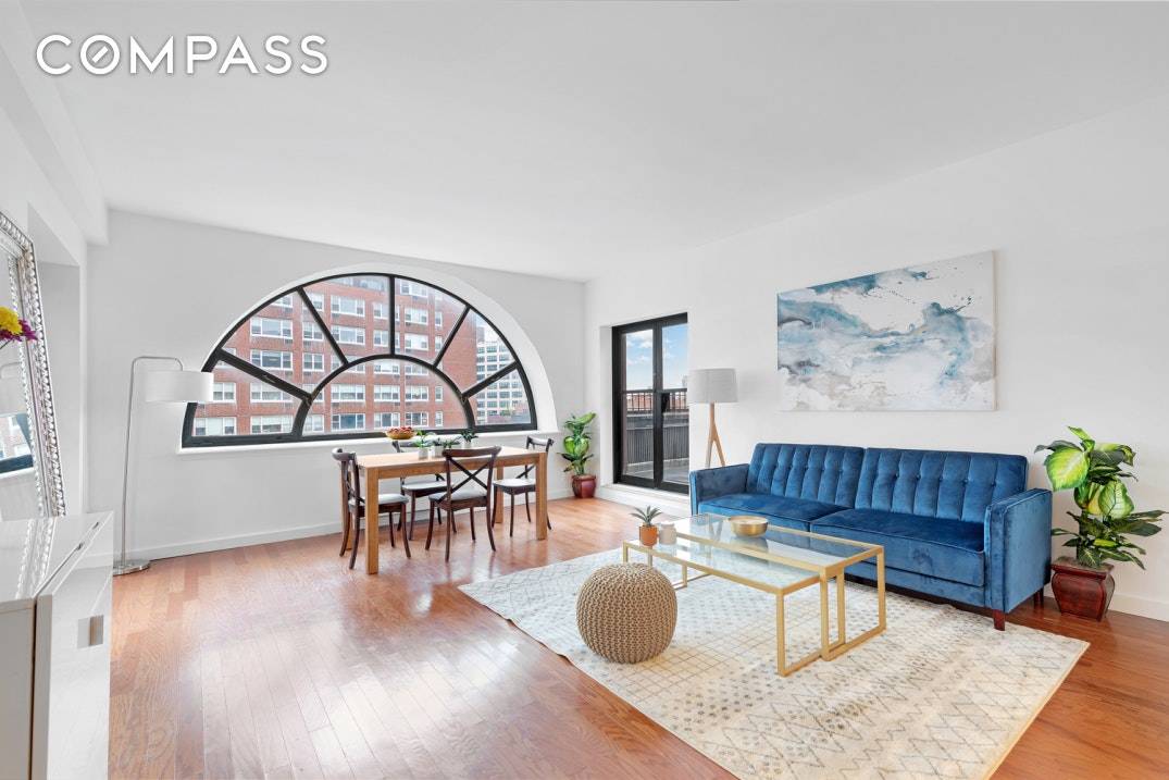 Fall in love with expansive outdoor space and breathtaking architectural detail in this stunning two bedroom, two bathroom parkside co op in the perfect SoHo Hudson Square location.