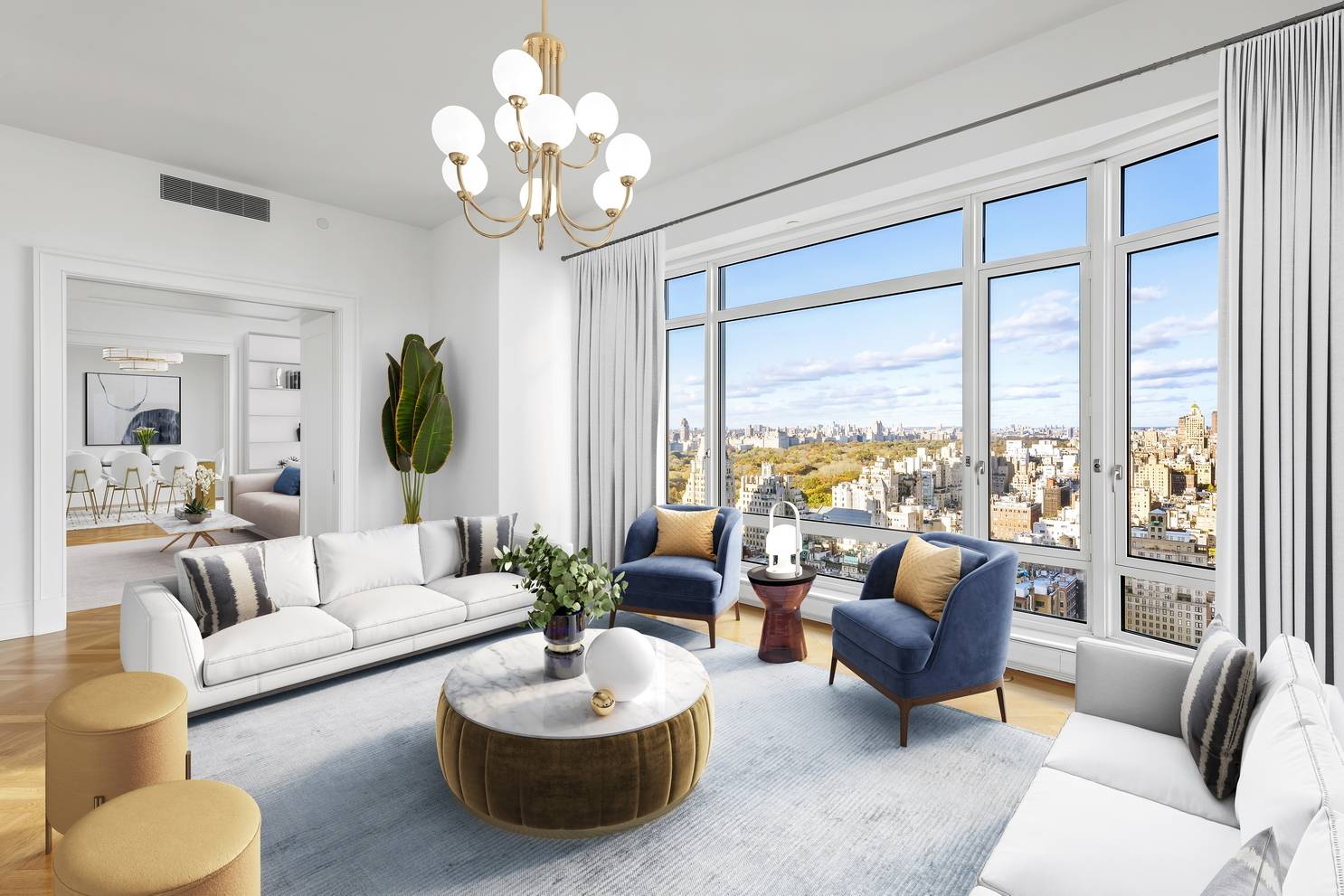 Palatial Sky Mansion with Expansive City Views A palatial full floor condo boasting bird's eye views of Central Park and the city skyline, this convertible 4 bedroom, 5 bathroom home ...