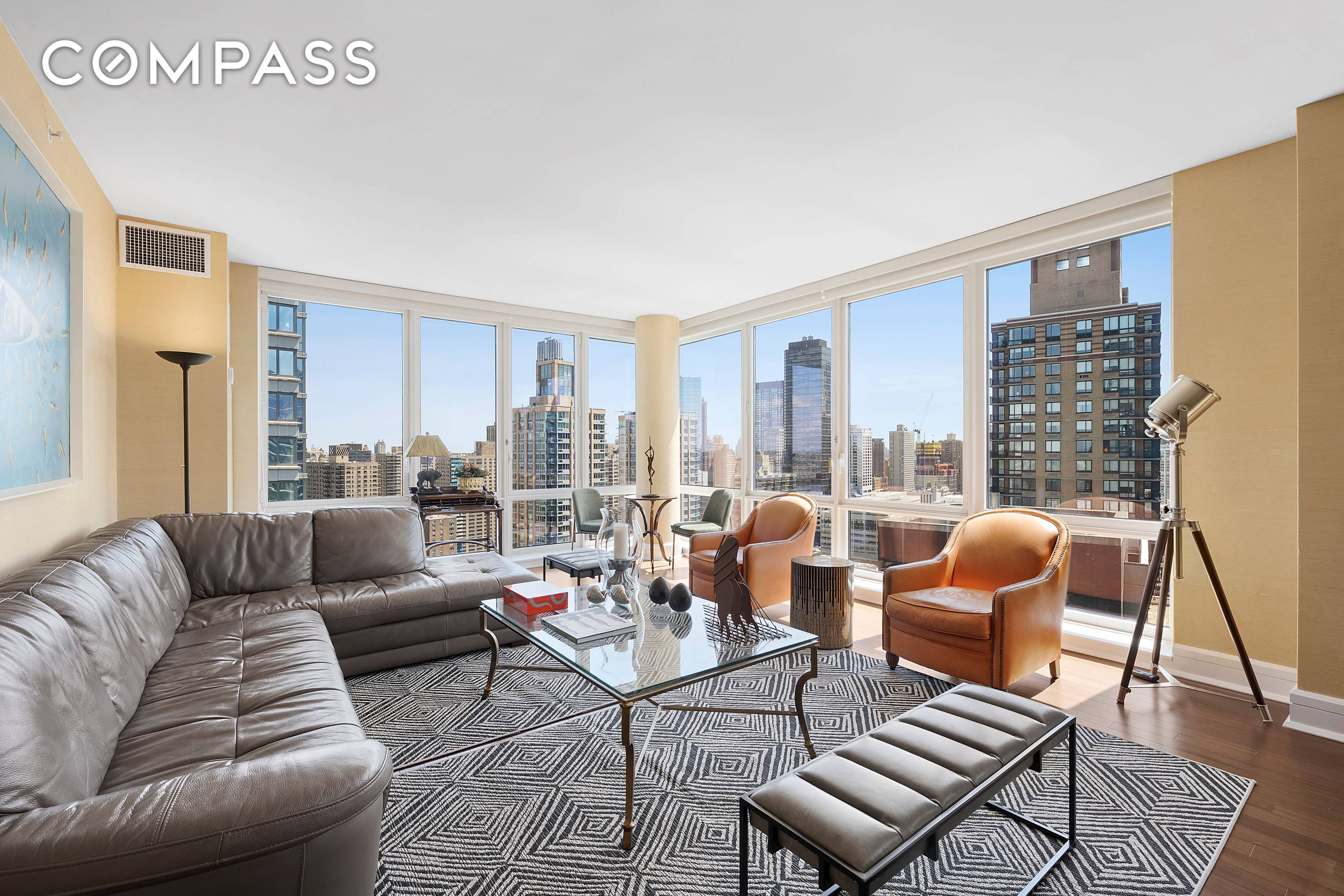 ONLY RENTED FURNISHED This fully furnished 3 bedroom, 3 bath residence boasts expansive New York City skyline and Hudson River views.