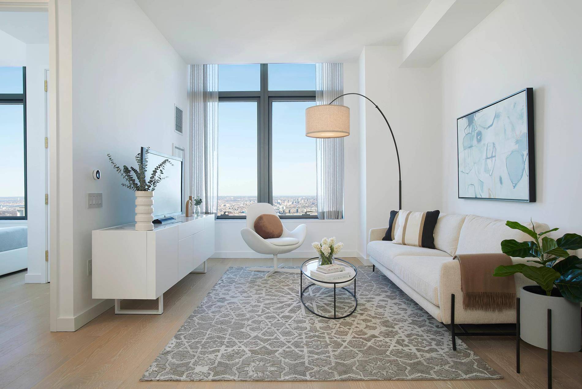 Available in Early June Enjoy breathtaking Manhattan views in this stunning brand new 2BR 2BA apartment at luxurious Skyline Tower.