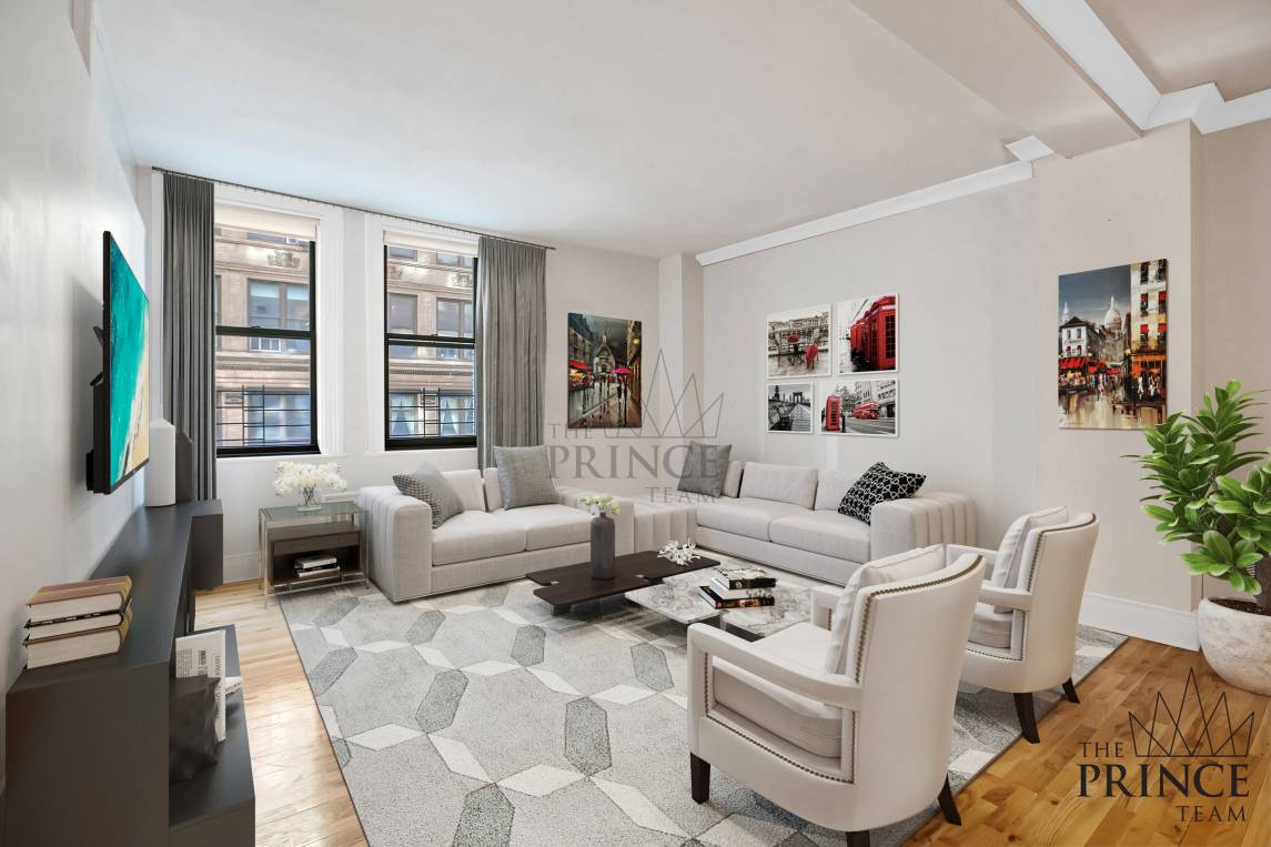 Sprawling loft living space and grand proportions are yours in this park side two bedroom, one bathroom Tribeca co op.