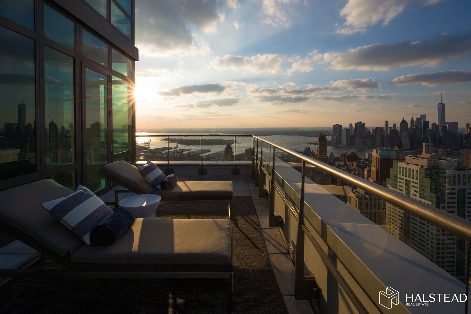 Available October 15. Duplex penthouse 53A at 388 Bridge is offering 2371 square feet of living space and 536 sq f of the private terrace on 54th floor overlooking Brooklyn.