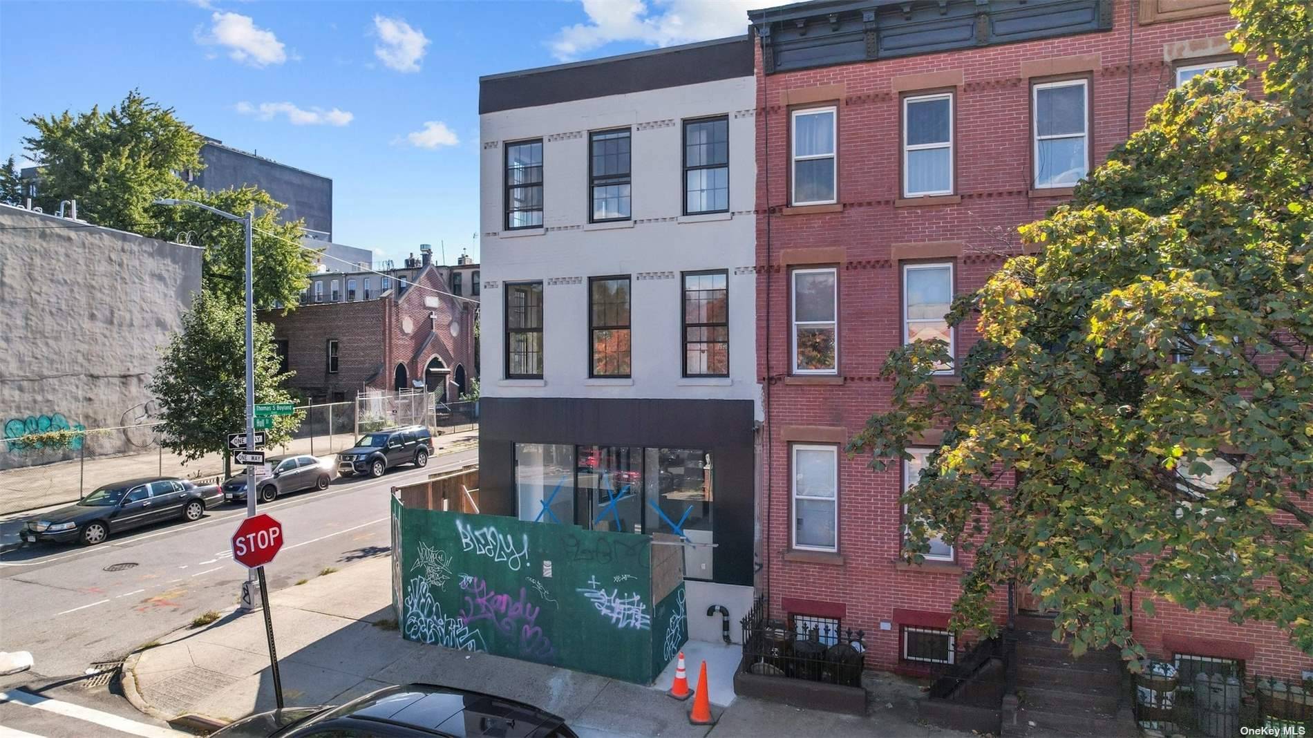 Beautiful renovated corner mixed use property situated in the heart of Ocean Hill, two residential units that could be rented for 5000 two commercial stores on the bottom and guess ...