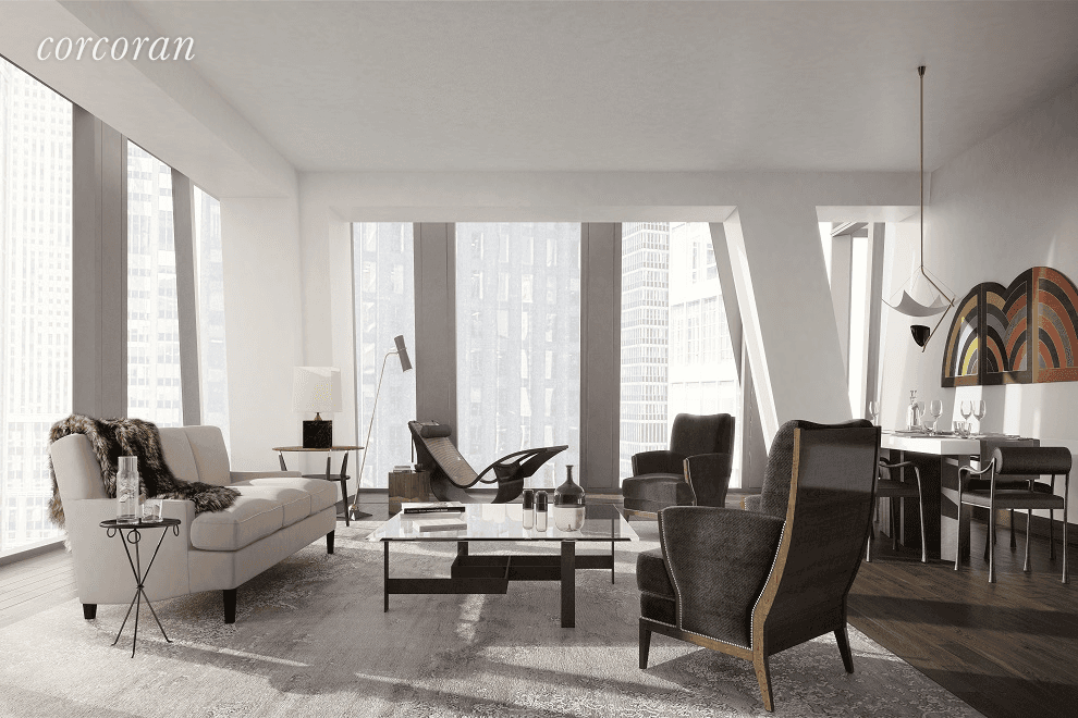 With interior design by New York based architect, designer and artist Thierry Despont, Residence 20D is a 2, 650 SF 246.