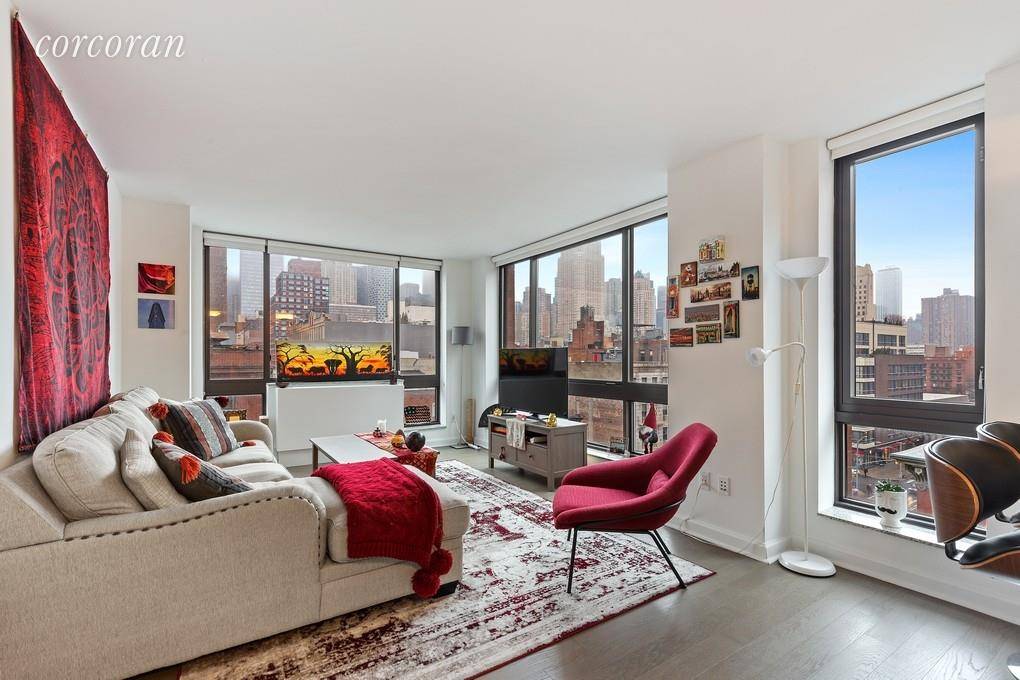 Stunning, sun lit corner 1 Bedroom with surround windows at the WESTPORT, a full service luxury condominium in the heart of Midtown West, minutes to the Theater District, Times Square, ...