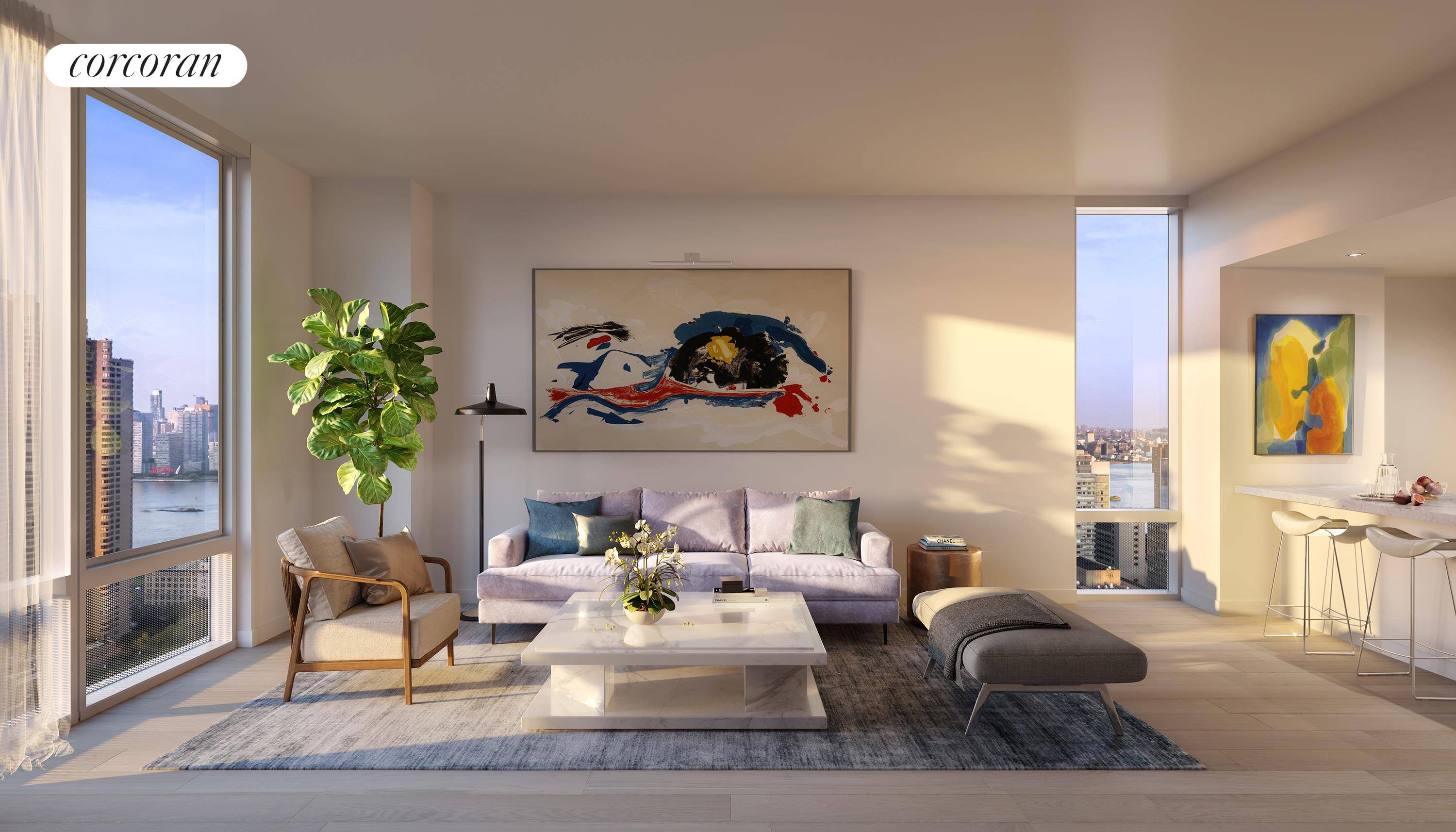 EXPECTED OCCUPANCY FALL 2022 Corner two bedroom with Chrysler Building views You will love the open feeling as you enter this 1080 square foot 100.