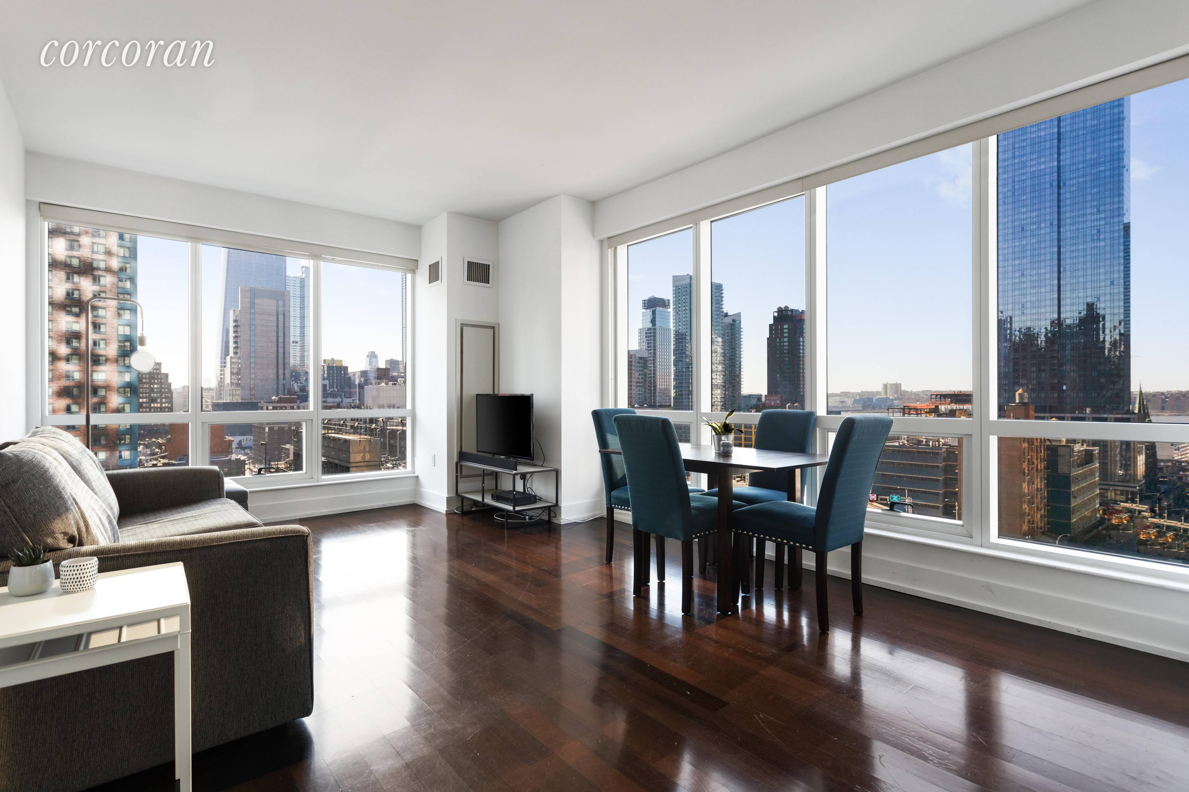 This stunning 2 bed 2 bath at The Orion, at 350 West 42nd Street is a corner unit on the 15th floor which boasts wonderful city and river views while ...