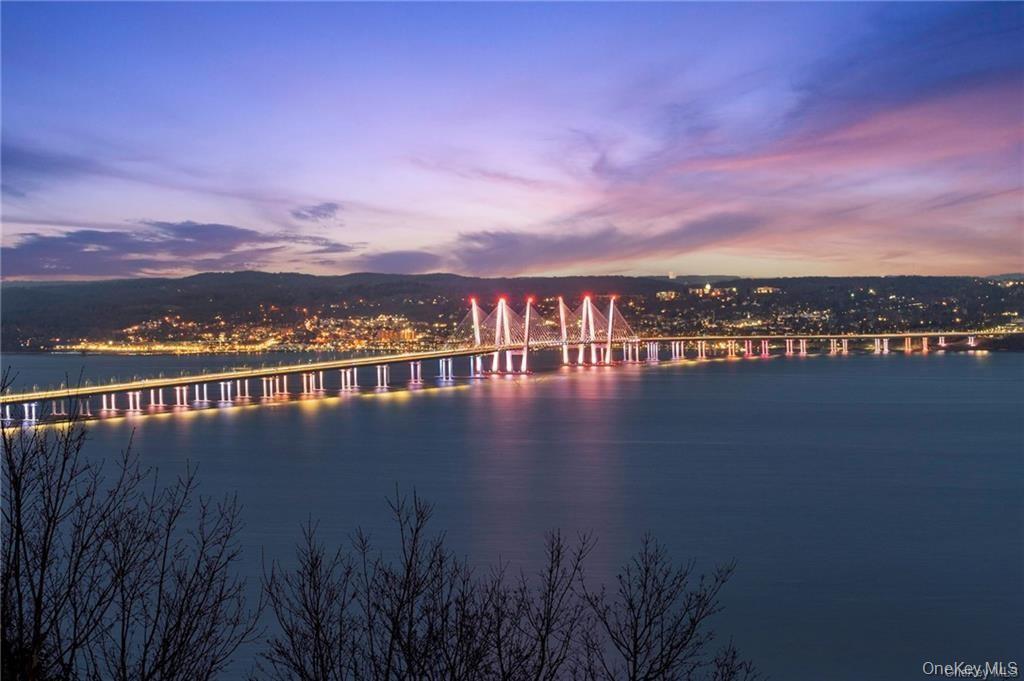 Mario Cuomo Bridge twilight view.
