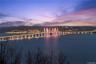 Mario Cuomo Bridge twilight view.