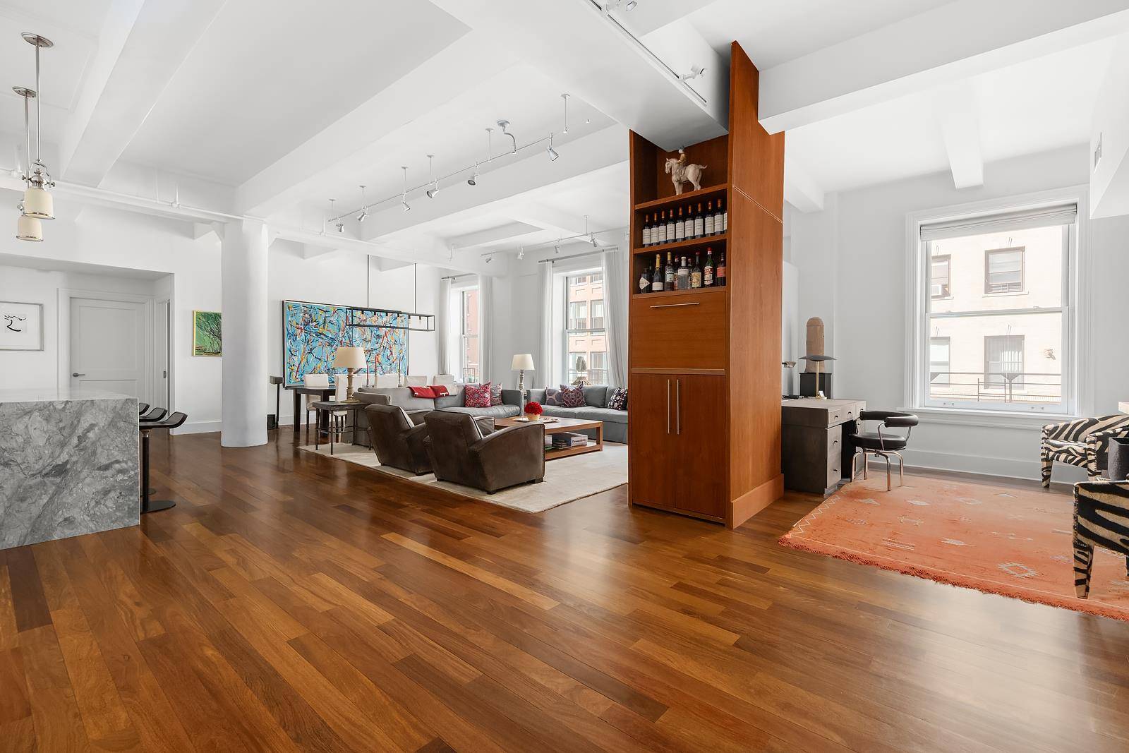 The Eklund Gomes Team is presenting a meticulously renovated, triple mint 2, 400 square feet, three bedroom, two and a half bathroom loft in the heart of Tribeca.