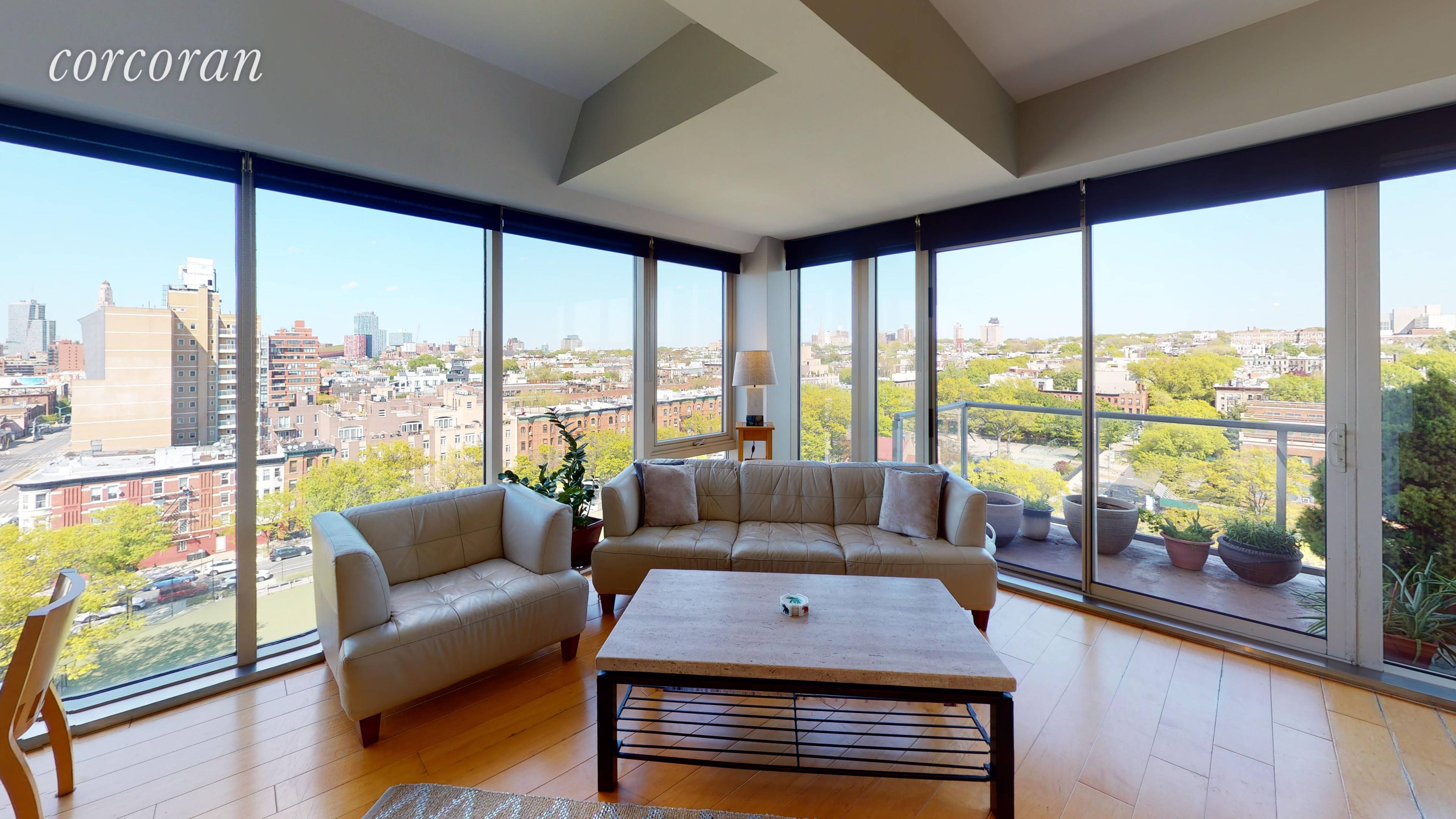 OPEN HOUSE BY APPOINTMENT ONLY 343 4th Avenue 10G, your CASTLE in the SKY in the heart of Park Slope, with stunning views and two private balconies.