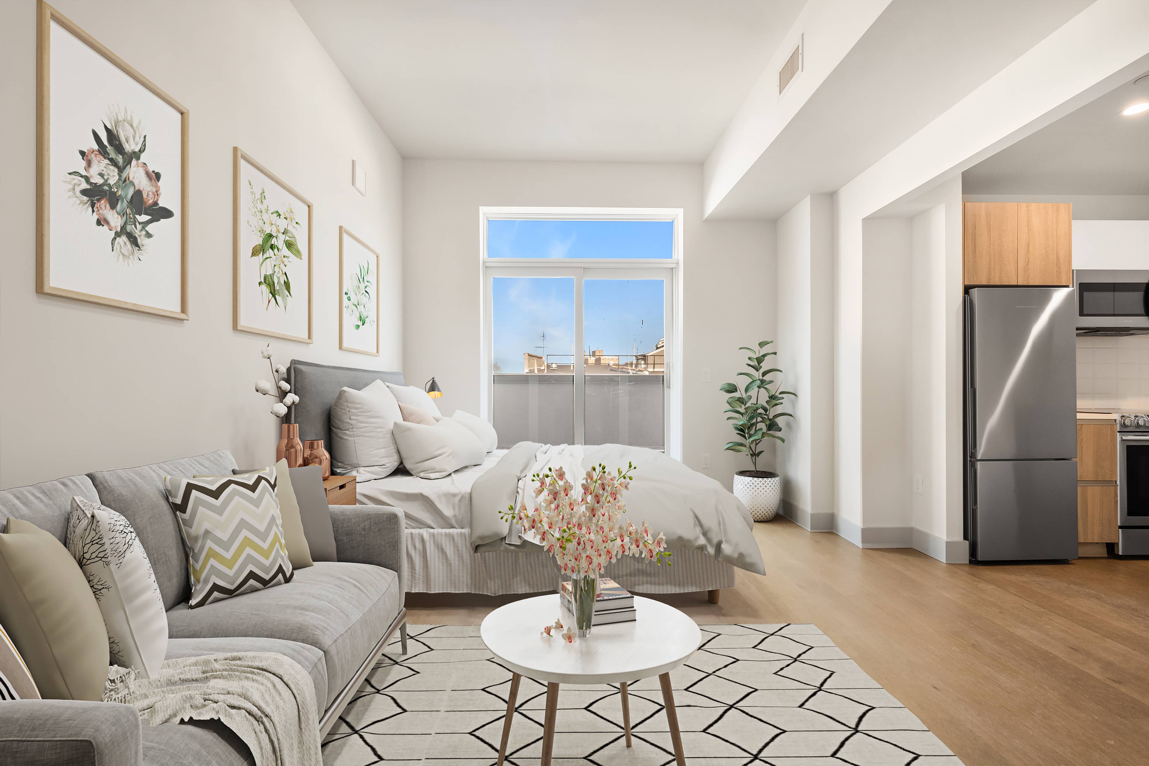 This spacious and bright studio condominium welcomes you home with stunning designer finishes, a balcony and great amenities, including onsite parking.