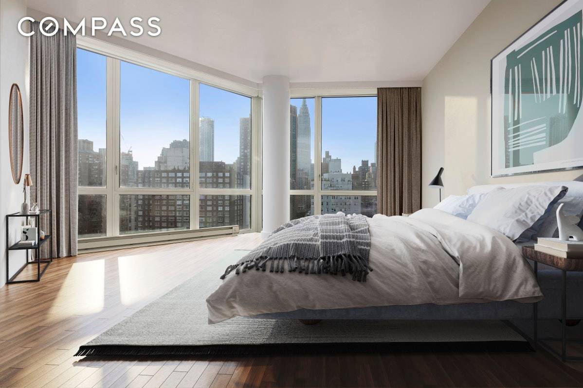 Enjoy Empire State Building views and incredible sunsets from the living room, master bedroom and master bathroom.