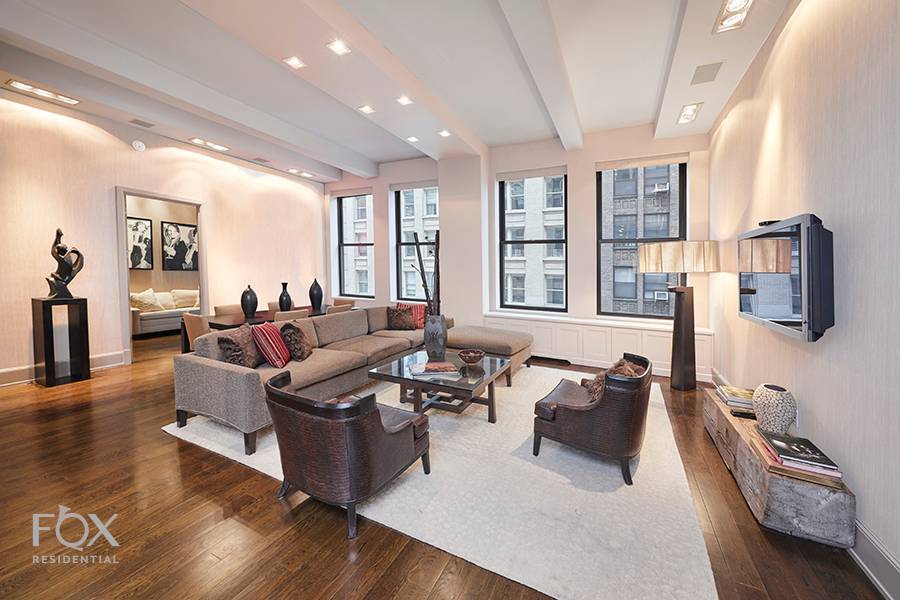Now available in this luxury condominium on Park Avenue South is a large elegant split two bedrooms and two full bathrooms plus powder room.