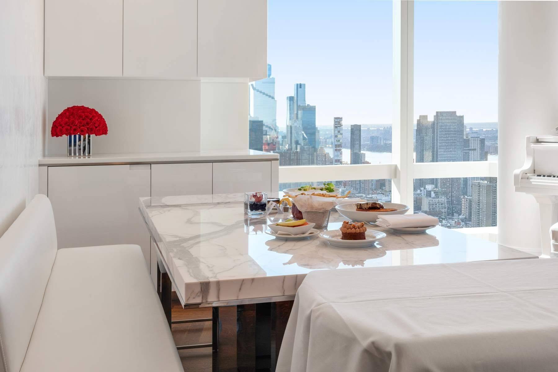 Located on the 69th floor, a spectacular apartment with museum quality finishes and all custom made furniture from Italy is available at Residences at the Mandarin Oriental, NY.