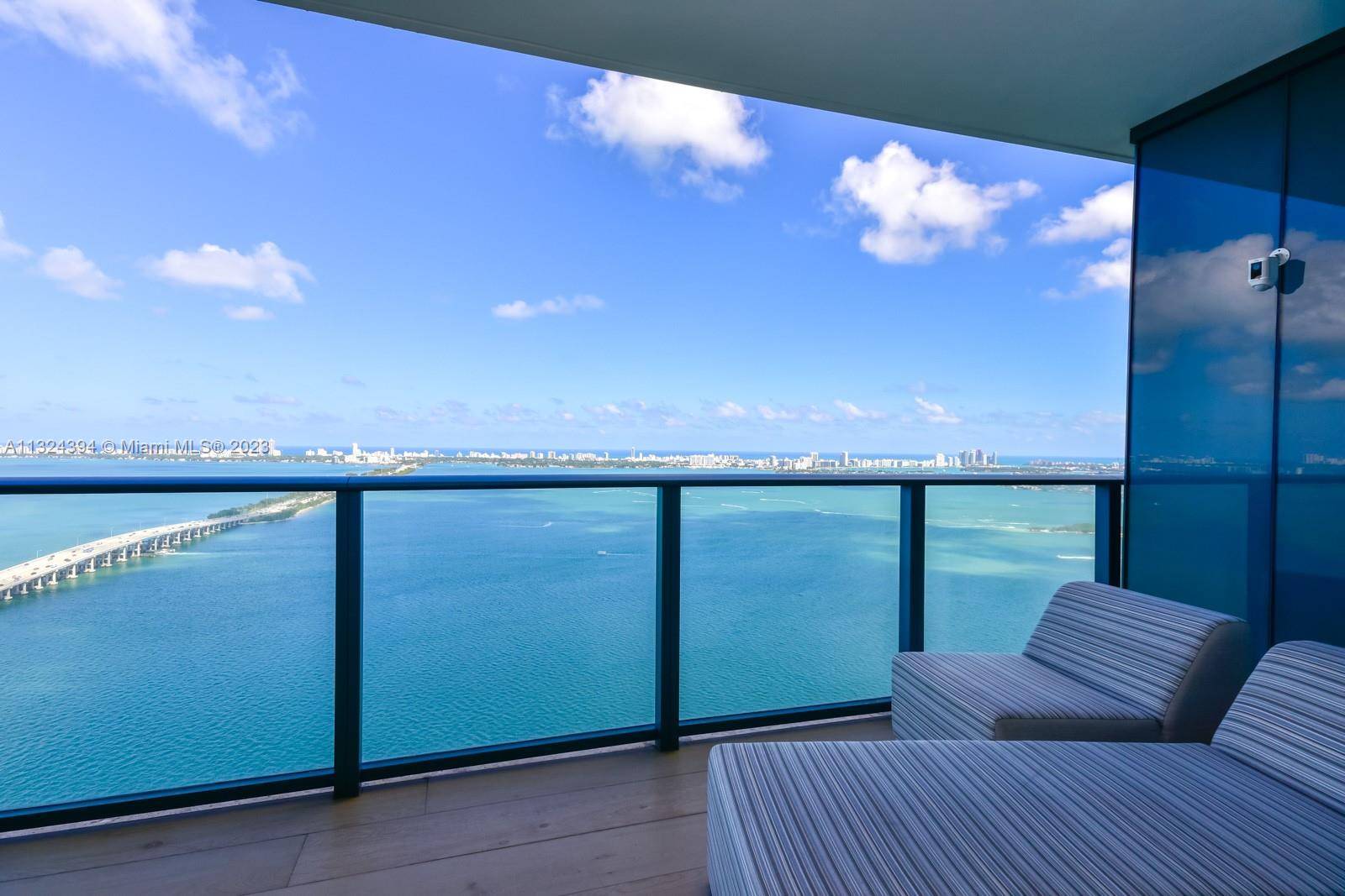 Spectacular corner unit at One Paraiso with unobstructed views of Biscayne Bay.