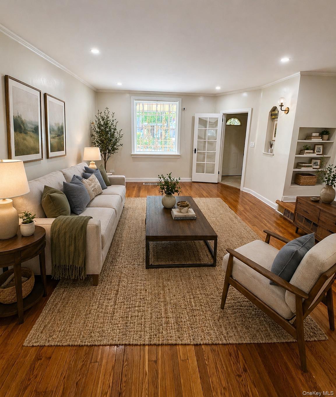 Virtually staged-spacious living room
