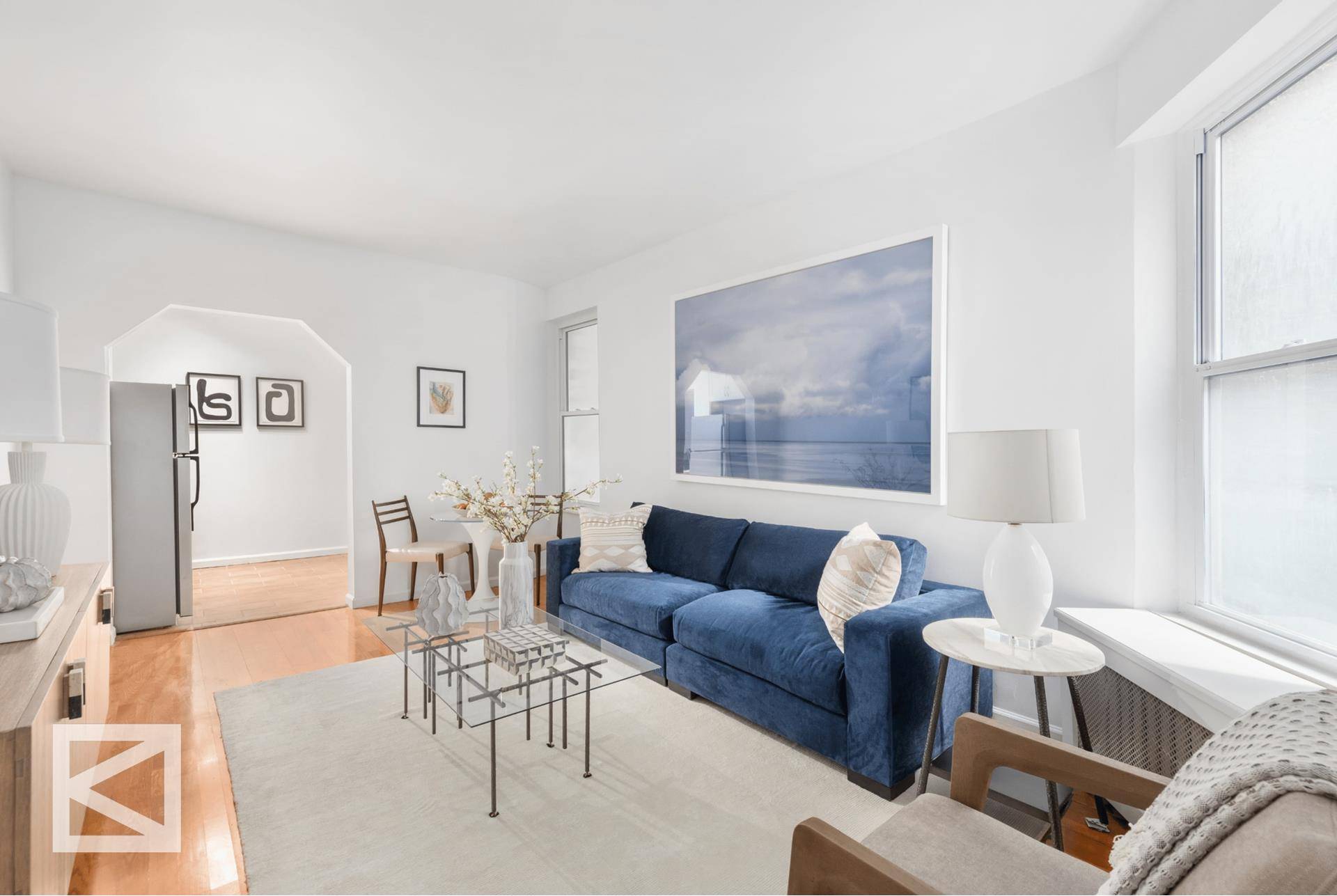 Situated on a bucolic block of downtown's coveted Kips Bay, this boutique co op offers a charming pre war building with an artful lobby and beautiful decorative fireplace.