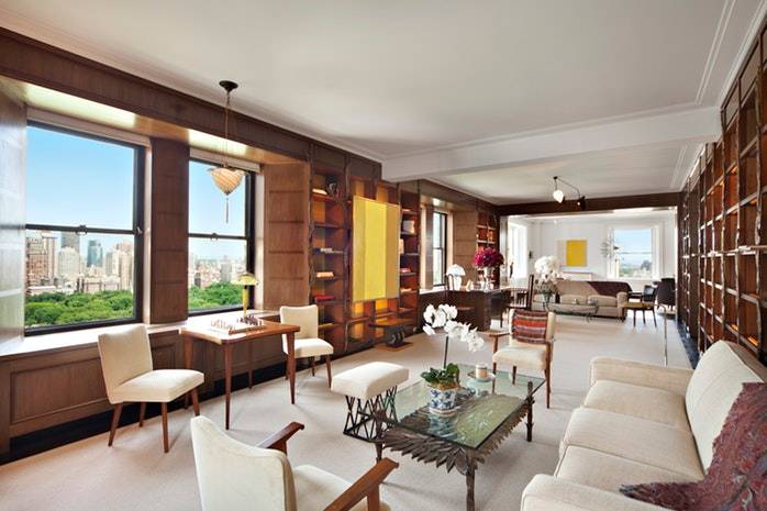 This spectacular 14 room duplex apartment is situated high atop the prestigious Pierre Hotel on Fifth Avenue.