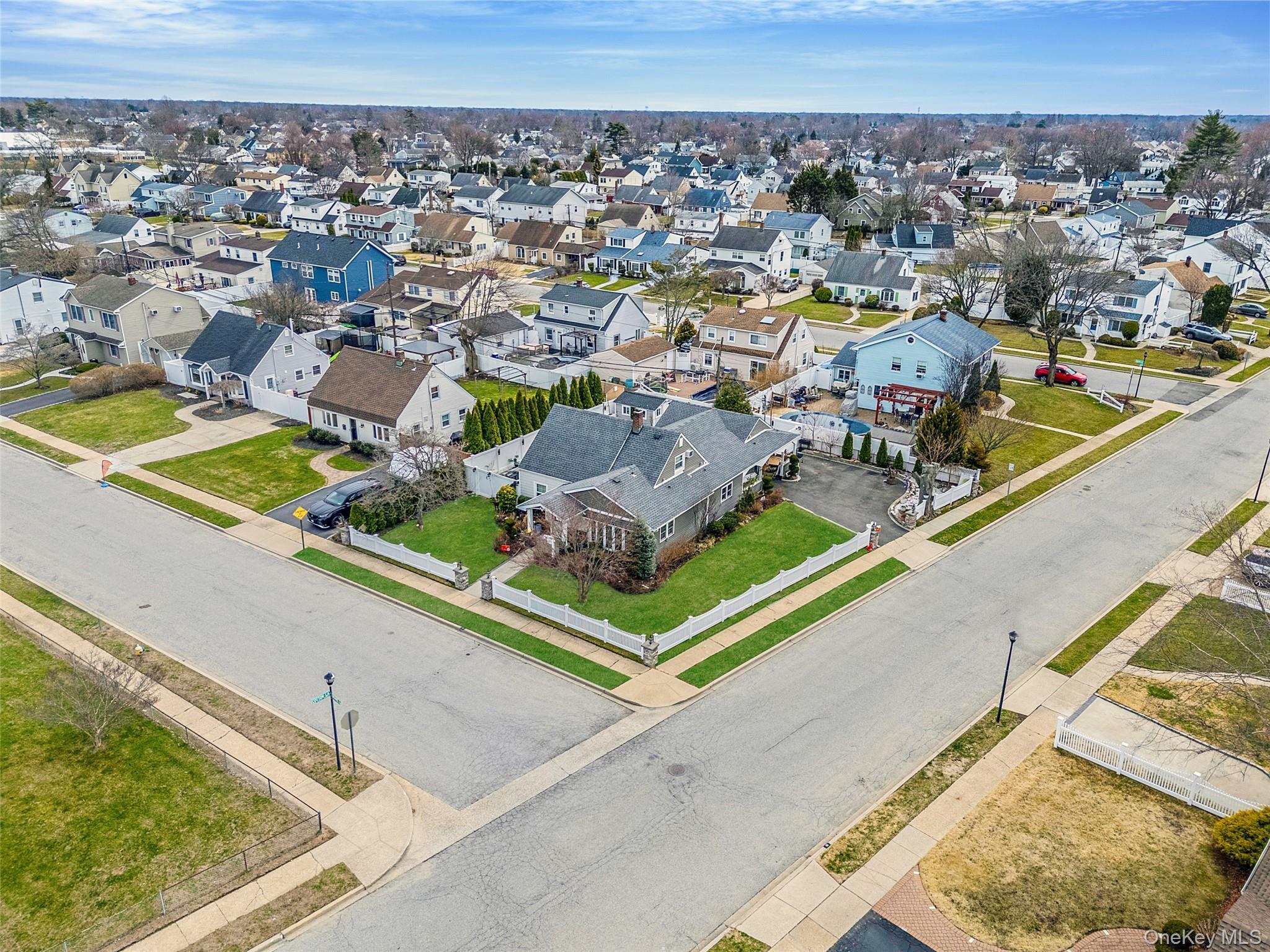 Aerial perspective of suburban area