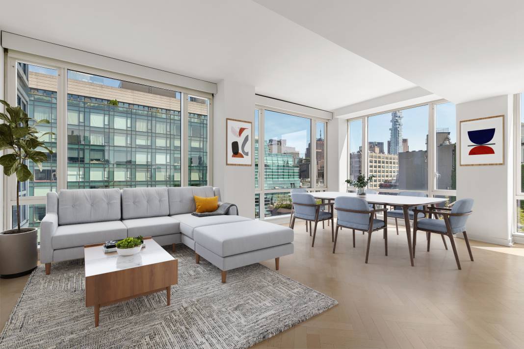 Stunning views, ten foot ceilings, pin quiet and perfectly located in Hudson Square where the West Village, SoHo and Tribeca meet.