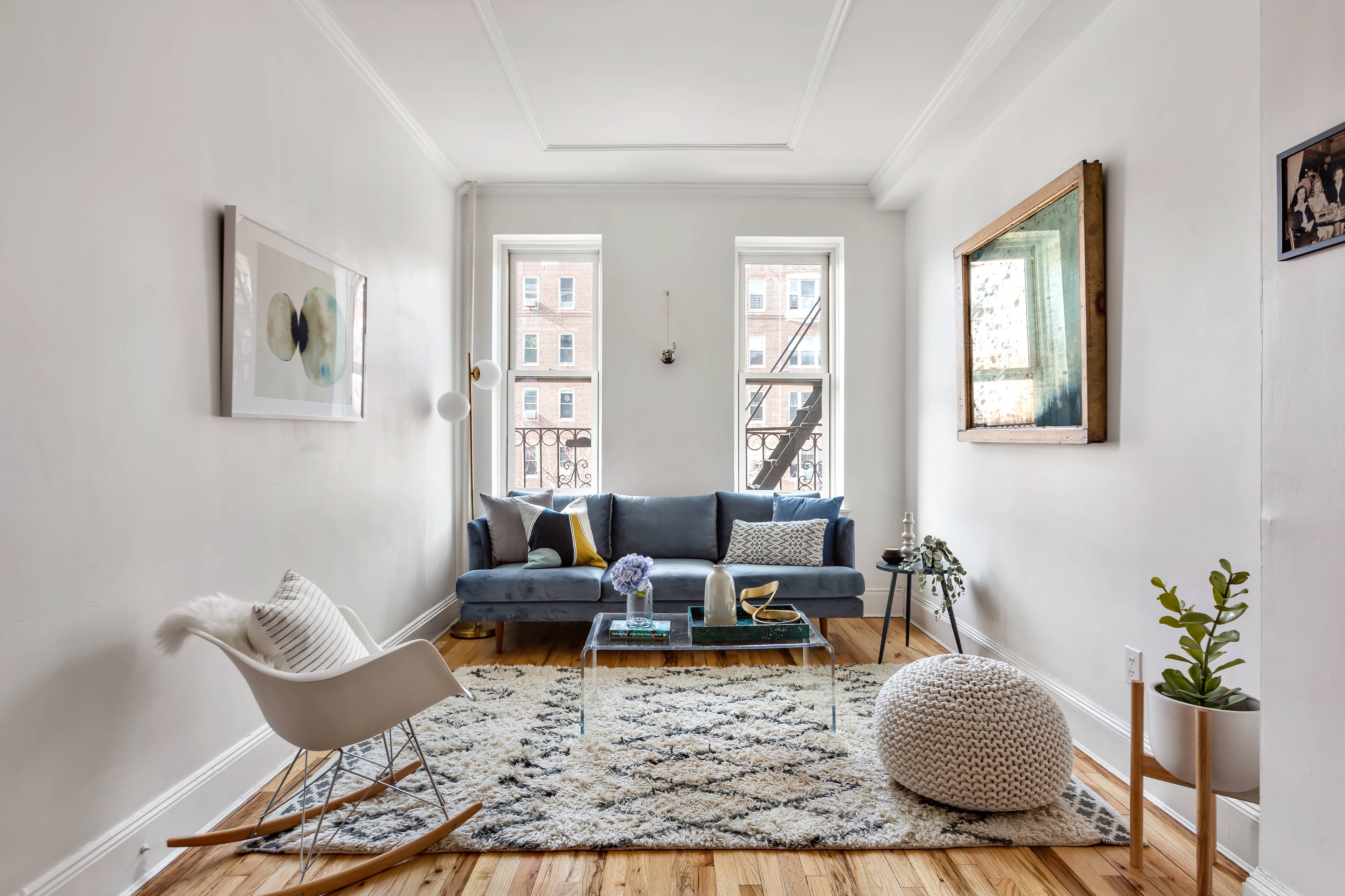 Perched on one of the prettiest blocks in Prospect Heights and just a few minutes from Prospect Park, this beautiful 2 bed 1 bath pre war co op is perfectly ...