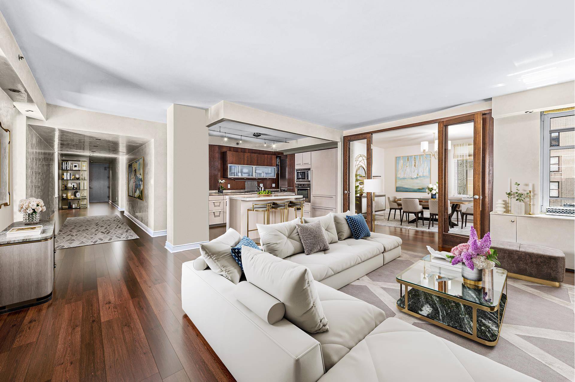 Stunning proportions and premium finishes await in this gorgeous two bedroom convertible three bedroom, two and a half bathroom residence in a boutique full service Chelsea condominium.