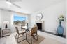 wood burning fireplace in the dining area