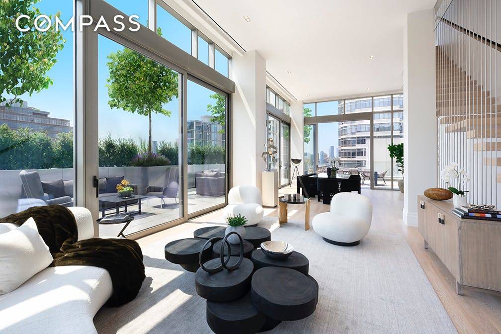 Perched above Washington and Leroy Streets, Penthouse West sprawls across 7, 172 interior square feet and 1, 619 exterior square feet with 4 exposures.