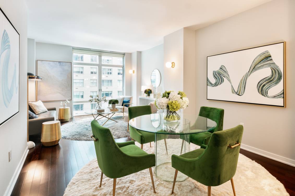 Gorgeous 2 bedroom 2. 5 bath home plus breakfast nook home office located at Place 57, a luxury boutique condominium in the heart of midtown designed by acclaimed architect Ismael ...