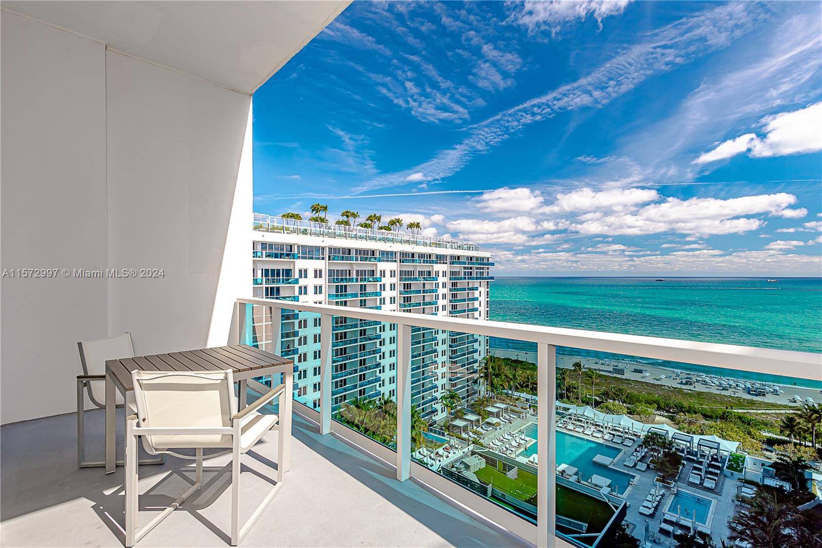 Rare 1 bedroom 1 bathroom on the 16th floor with 14ft high ceiling, Direct Ocean view balcony boasting commanding views of the ocean and 1 Hotel pool area.