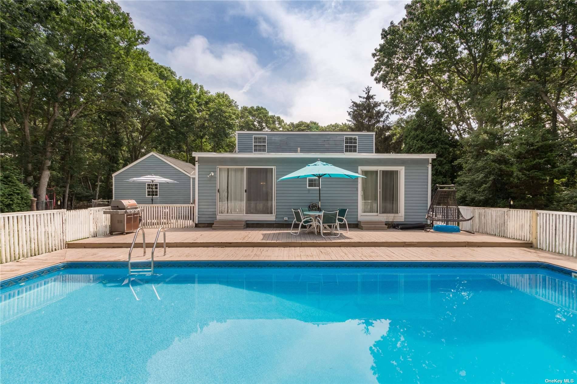 Don't miss this Charming Westhampton Rental recently updated with in ground swimming pool, oversized deck and blue stone patio with Chiminea.