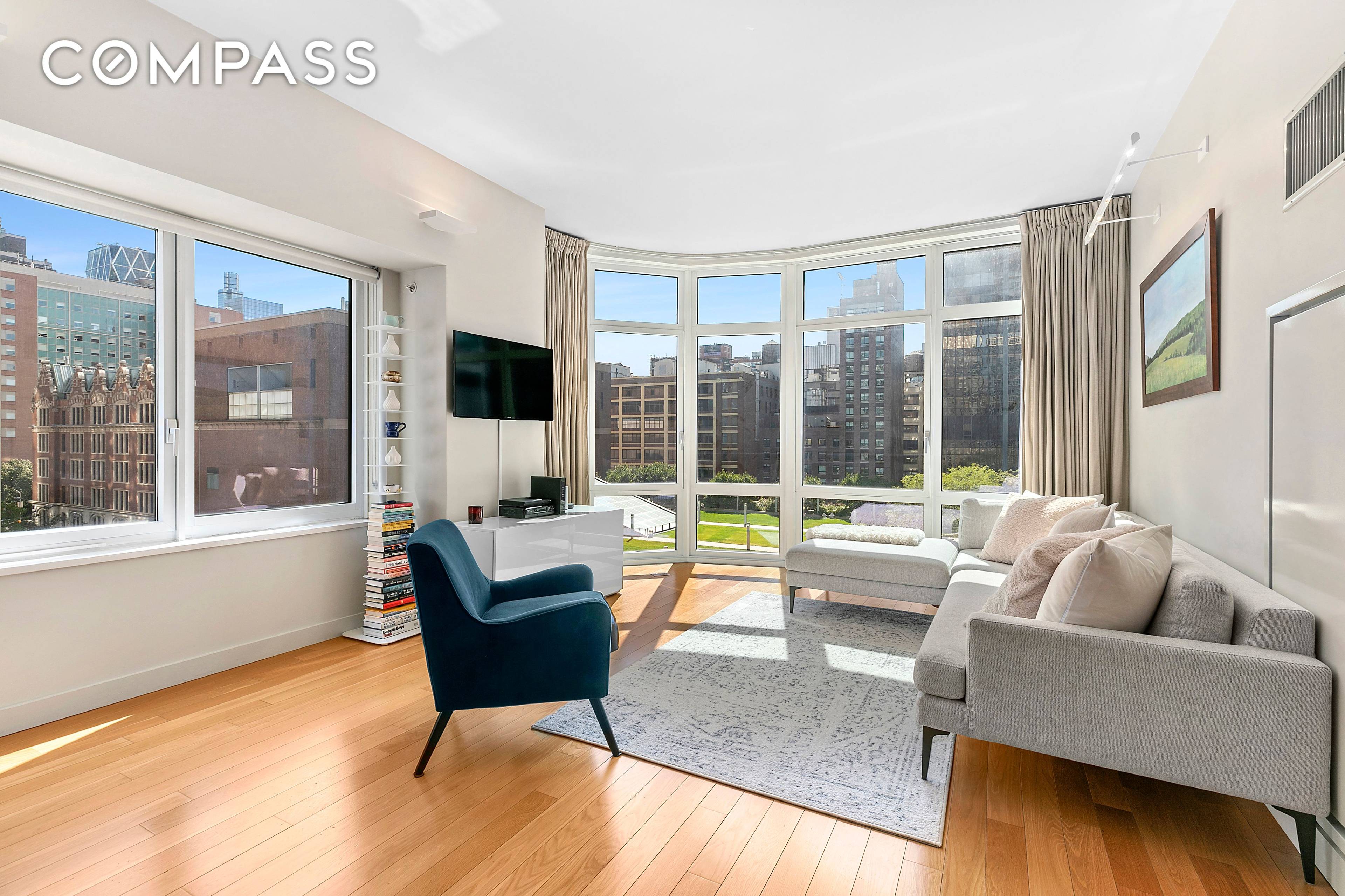 Expansive living space and wide open city views await in this stunning two bedroom, two bathroom residence in an exceptional, amenity rich condominium in the heart of Lincoln Square.